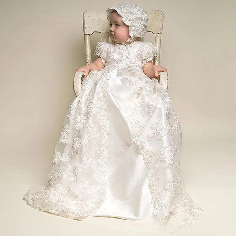 

Vintage Baby Girl Dress Birthday Party Wedding Christening Infant Lace Baptism Handcrafted Heirloom Gown Set