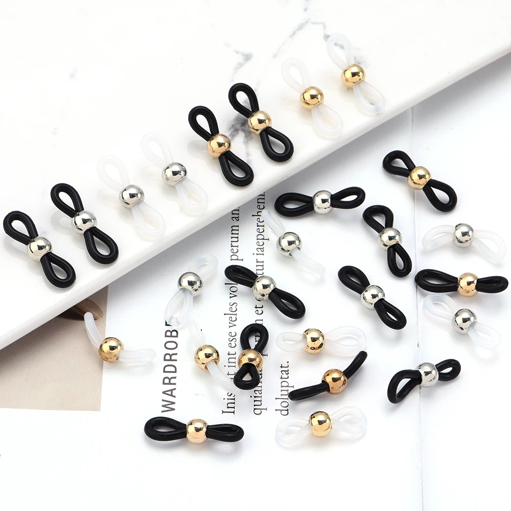 50pcs Eyeglass Chain Ends Adjustable Spring Rubber Ends