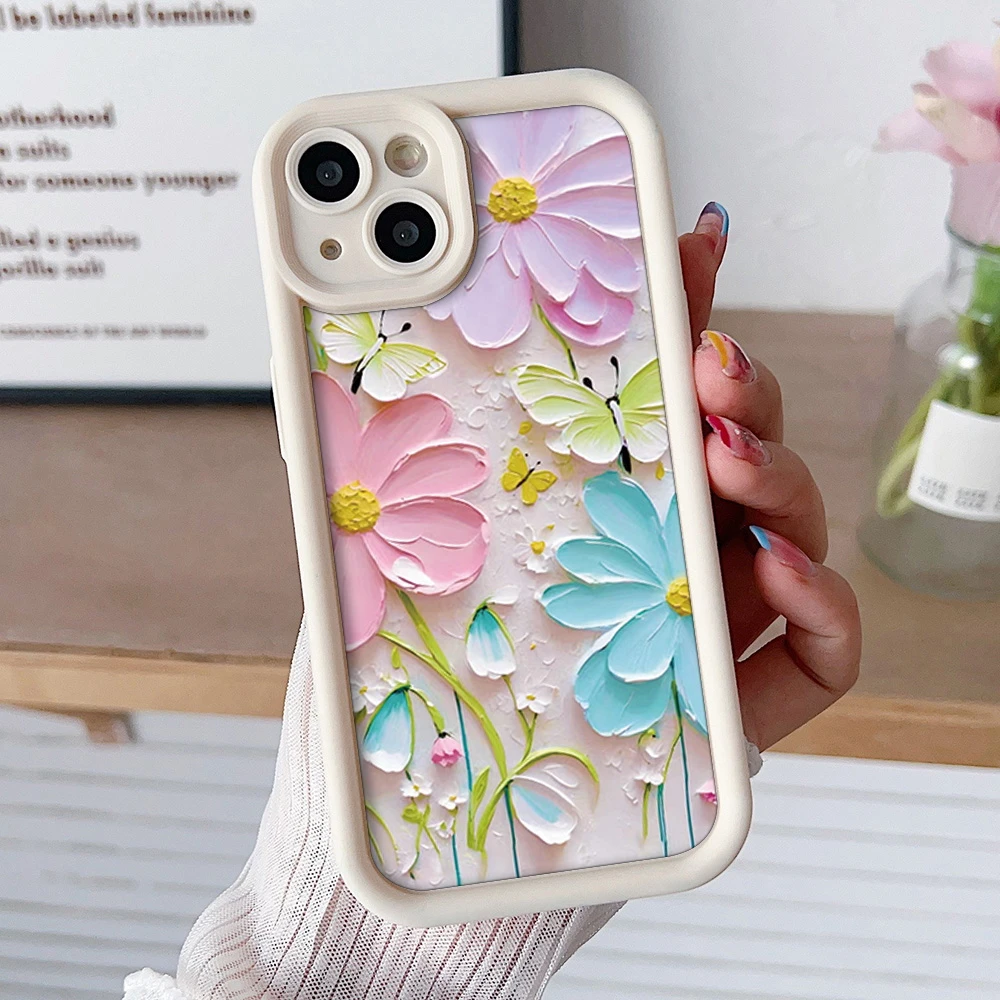 Daisy Flower Wrist Chain Shockproof Case with Lanyard Strap