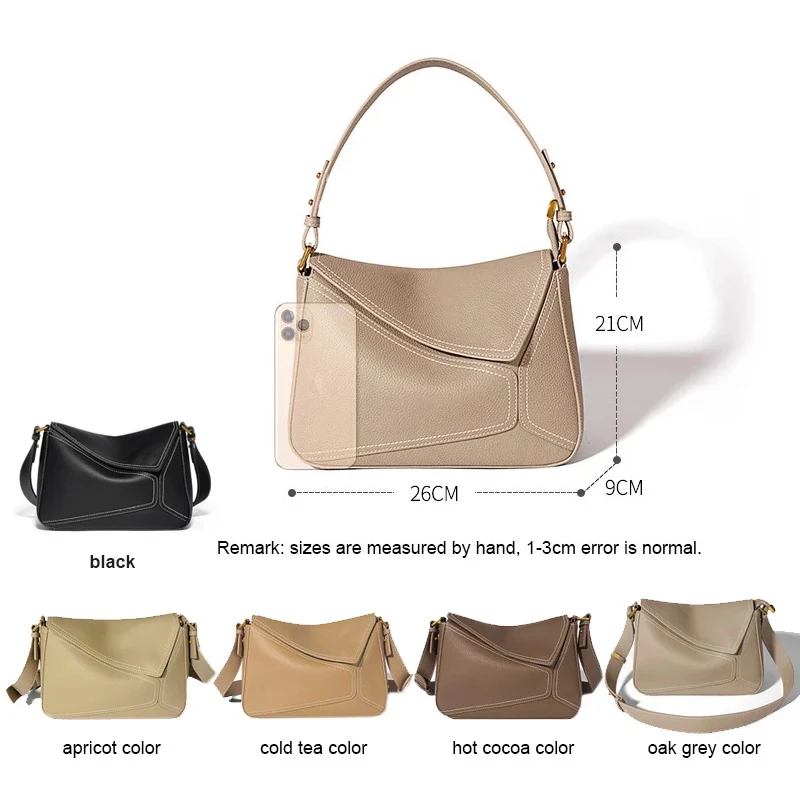 Women's Bag Genuine Leather Geometric Tote Bag 2024 Autumn Lady Underarm Shoulder Bag Female Popular Commuter Messenger Handbag 6