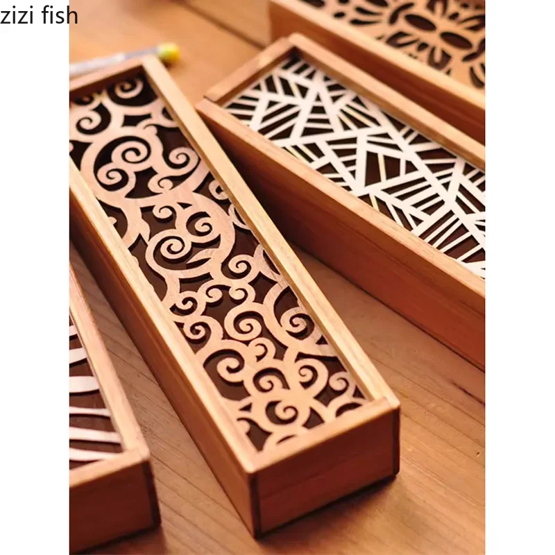 Creative Hollowed Out Wooden Sushi Plate Afternoon Tea Dessert Dim Sum Plate Molecular Food Display Dry Ice Wooden Box