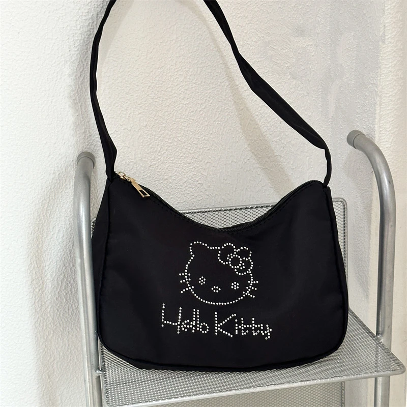 

Miniso Sanrio Hellokitty Kawaii Cartoon Autumn and Winter New Black Commuter Underarm Wearable Large Capacity Canvas Women Bags