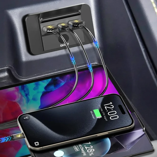 2024 3 Ports 12V RV USB Outlet 72W Dual USB C 36W and Dual QC 3.0 18W Port Car Charger Socket Accessories for Car Bus RV Truck 4