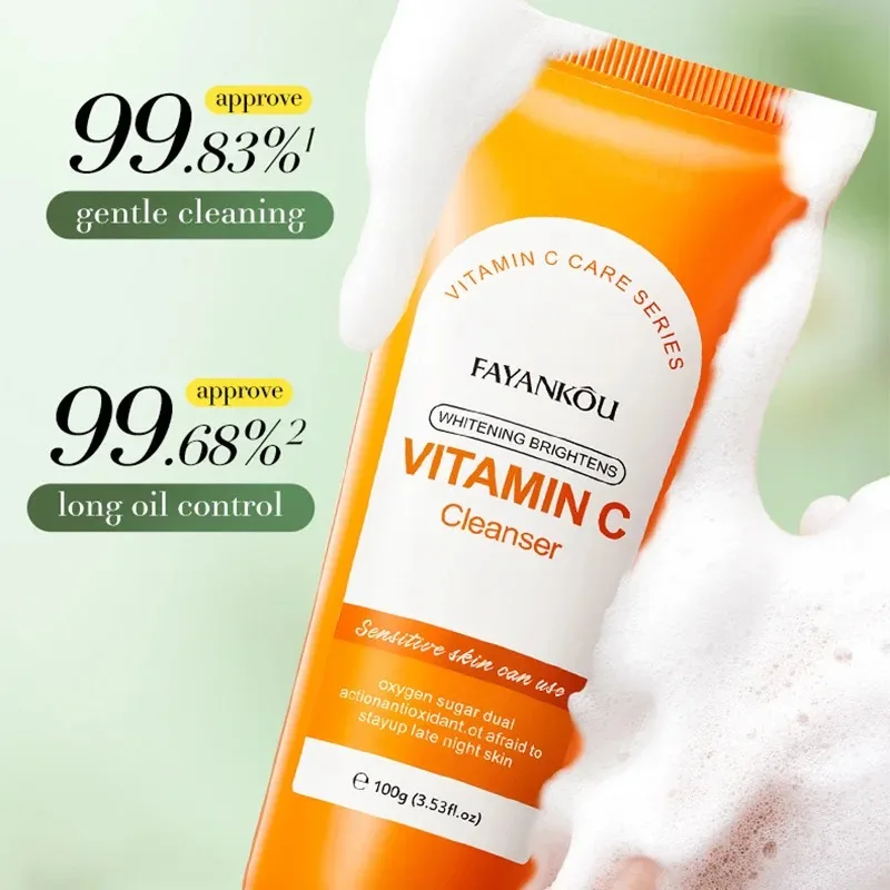 100g Vitamin C Facial Cleanser Face Wash Foam Cleanser Deep Cleansing Moisturizing Brightening Hydrating Skin Care Products 5