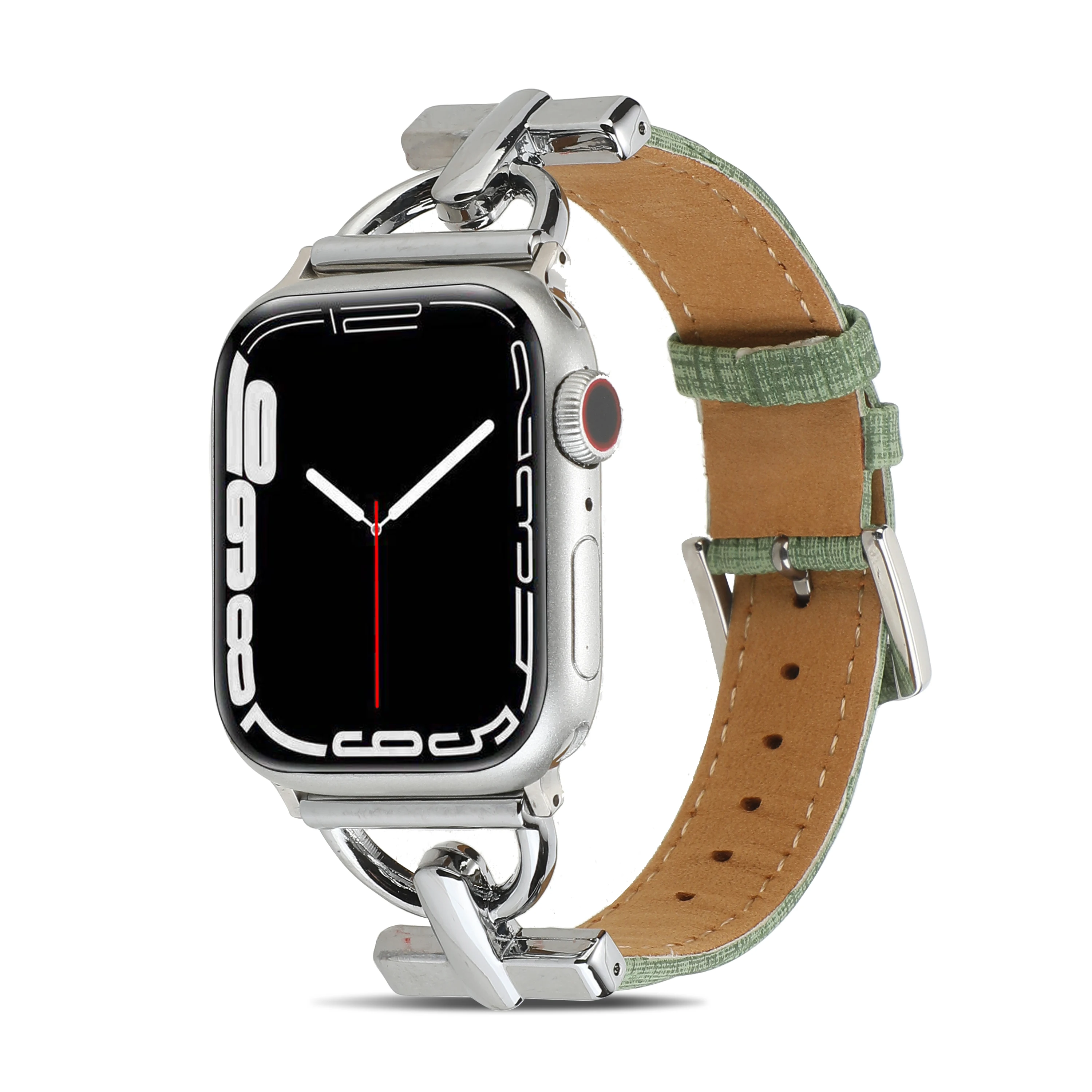 Leather+Metal Strap For Apple Watch 49mm 45mm 41mm 44mm 42mm 40mm Tree Pattern Bracelet band iWatch series Ultra 8 7 6 5 4 3 SE