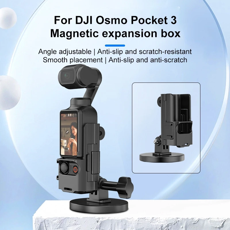 PULUZ Protective Frame Magnetic Desktop Mount Angle Adjustable Base For DJI OSMO Pocket 3 Expansion Adapter Magnet Suction Case