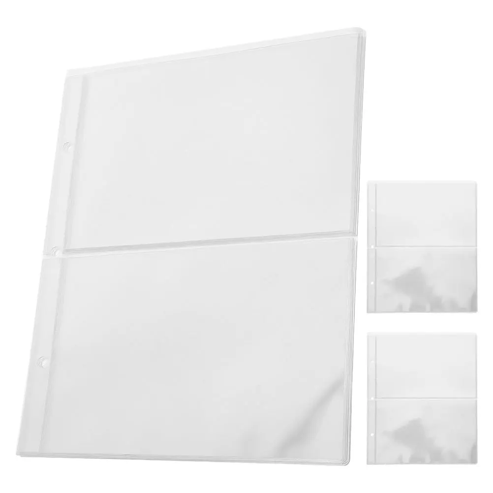 30개 화폐 홀더 페이지 투명 플라스틱 슬리브 유니버설 3홀 지폐 레시피 바인더 사진 앨범 스크랩북 정리함