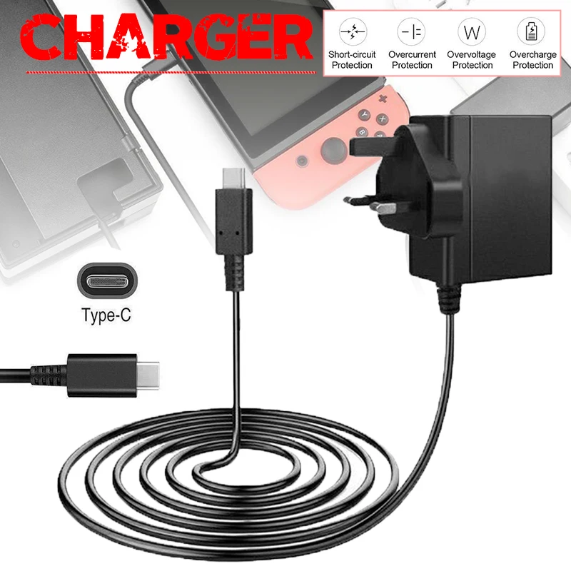 

New Arrival Gamepad Power Supply Adapter Durable Fast Charging Adapters Charger UK Plug For Nintend Switch Controller