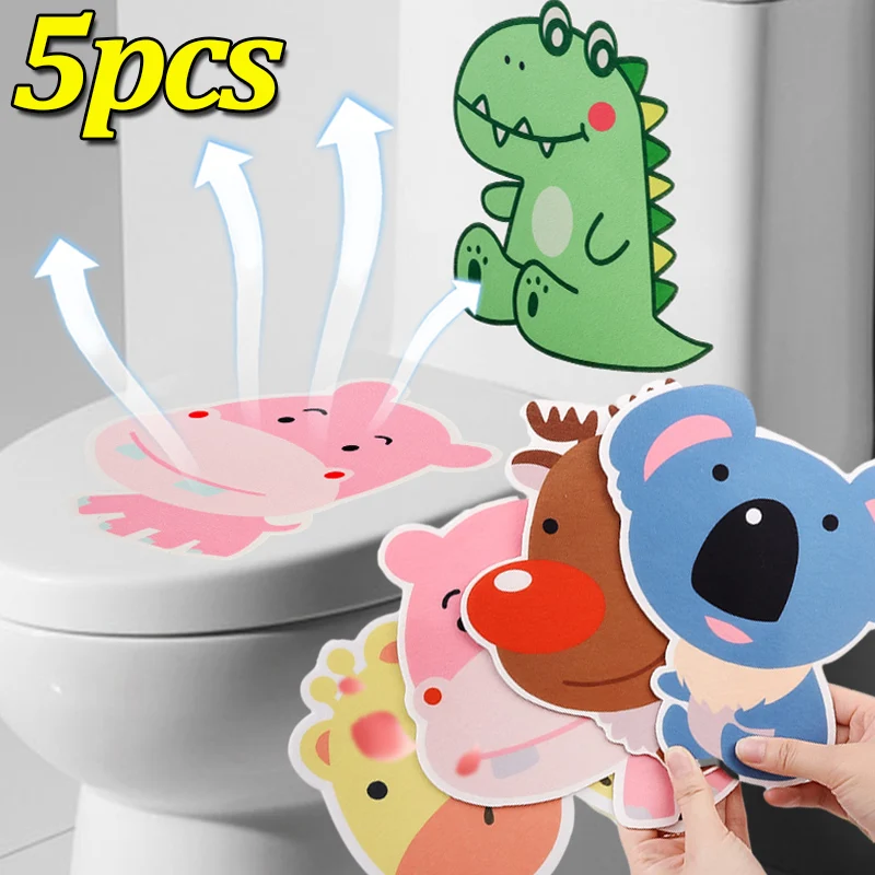 1/5PCS Toilet Deodorant Sticker Cartoon Animal Felt Flower Fragrance Sticker Bathroom Toilet Sink Odor Removal Decorative Poster