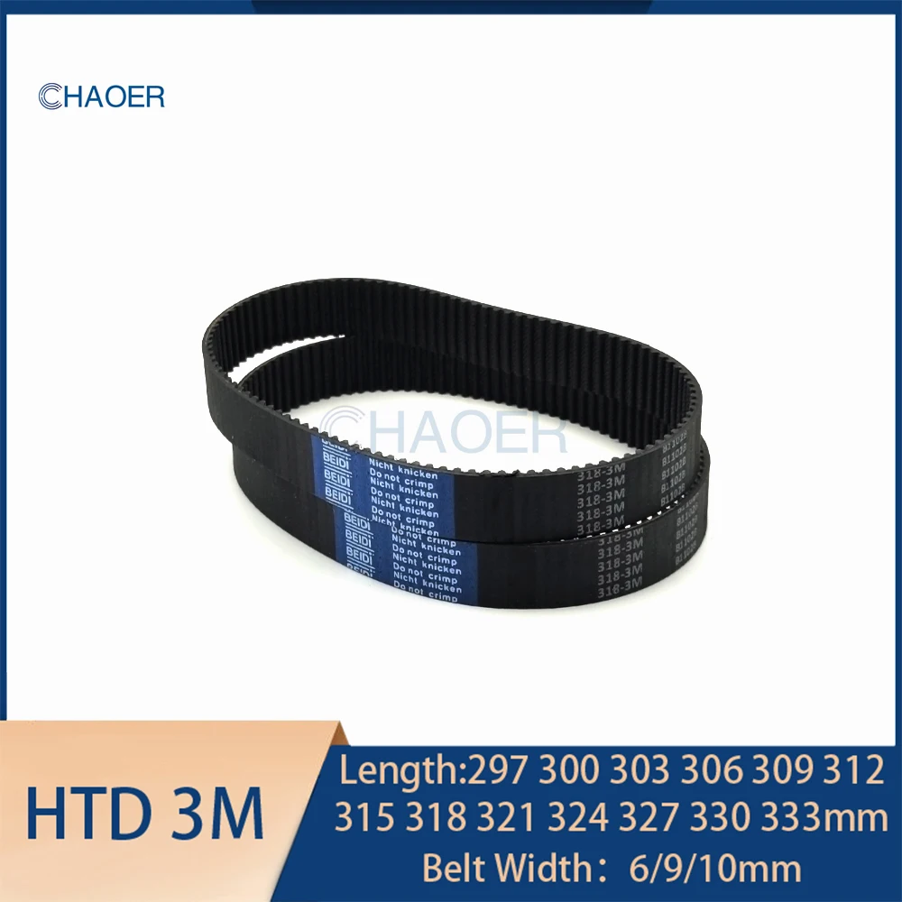 HTD3M Rubber Timing Belt Length 297 300 303 306 309 312 315 318 321 324 327 330 333mm 3M Synchronous Belt 3M-309 3M-327 3M-333