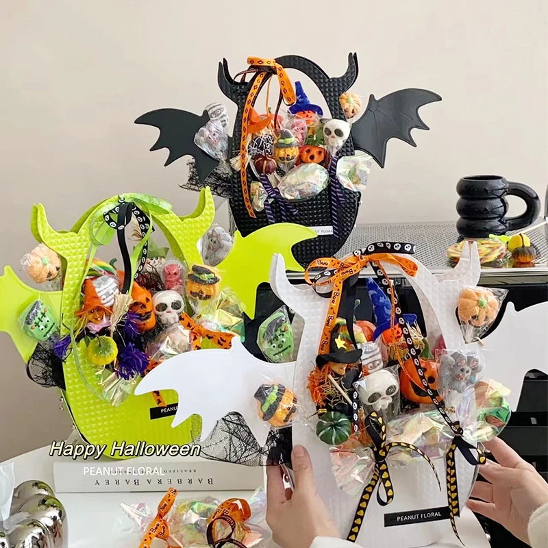 All Saints' Day Little Monsters Pieghevole The Handle Flower Box Portable Holiday Flowers Bouquet Packaging Flower Art Paper Box