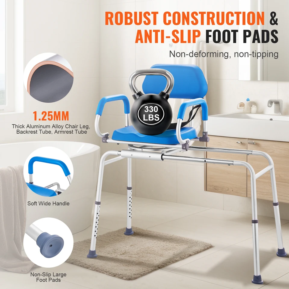 VEVOR Sedile Per Doccia Bagno Schienale Carico Max. 158,8kg - Foto 7