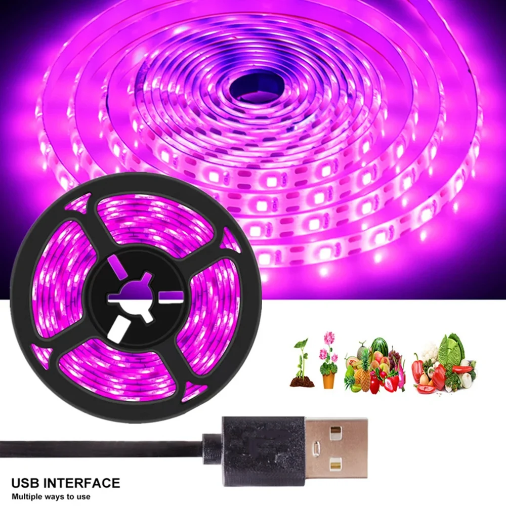 LED Grow Light Full Spectrum 5V USB Strip For Plants Greenhouse Hydroponic Growing 0.5M 1M 2M 3M