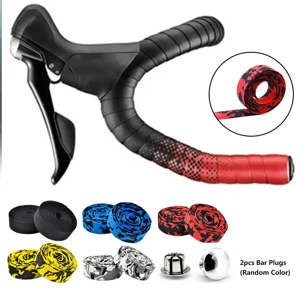 1 Pair Road Bike Handlebar Tape Camouflage Stretch Cycling Wicking Sweat Cork