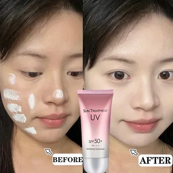 SPF50 + 바디 선스크린 SPF 50 + 화이트닝 페이스 선스크린, 가볍고 얇은 상쾌한 선스크린, 미백 피부 보호 크림