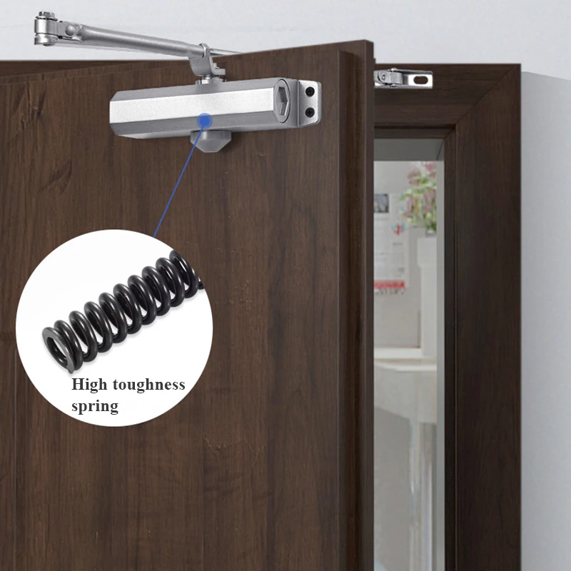 Automatic Door Closer 2 Spring Hydraulic Adjustable Door Stopper Speed Mute Closing For 25 to 85KG Hardware