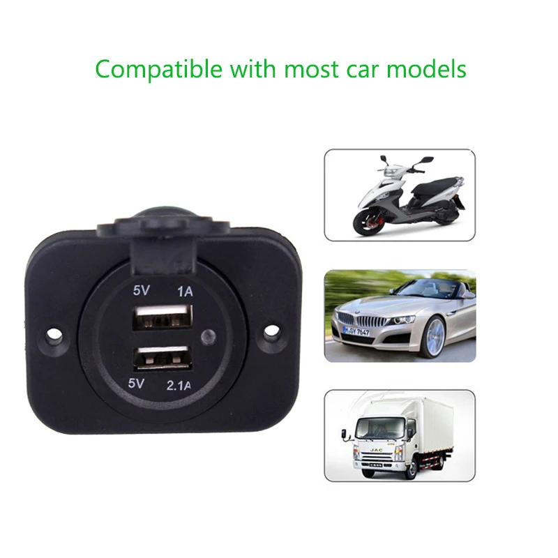 Enchufe de cargador de puerto USB Dual negro, 12V, motocicleta, coche,  4.2A, resistente al agua - AliExpress