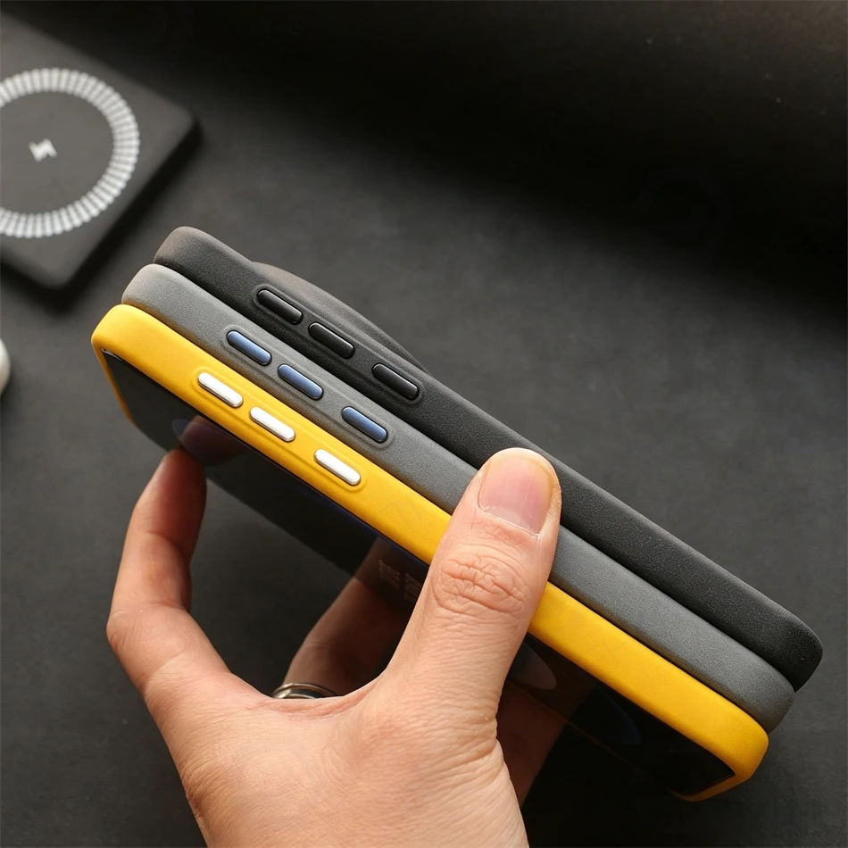 Luxury Frosted Sandstone Slim Magnetic Anti-Fingerprint Case with MagSafe Charging Compatibility