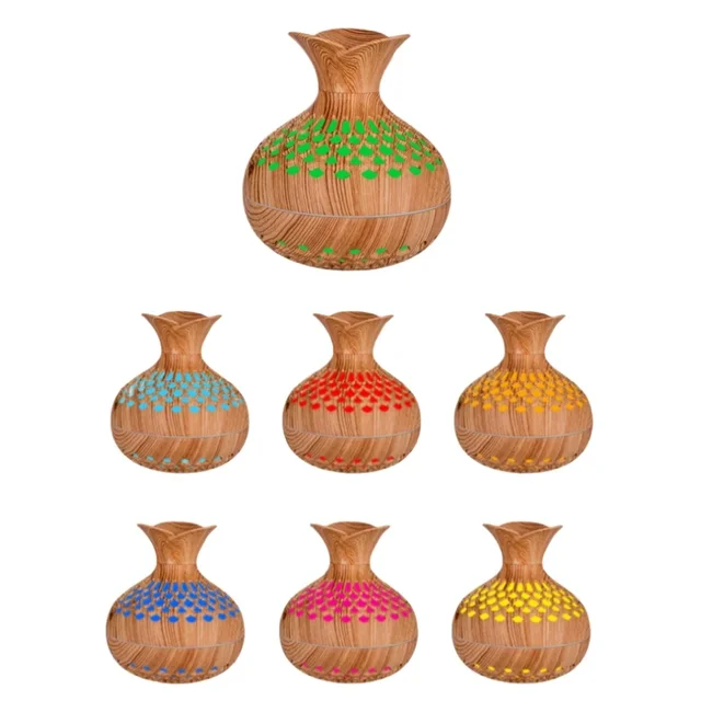 Wood Grain Vase Humidifier Household Electric Ultrasonic Air Humidifier Desktop Essential Oil Diffuser Air Purifier Home Room 6