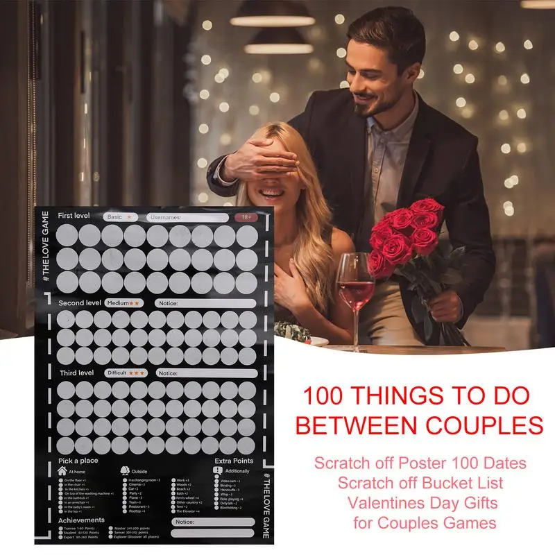 100 Scratch off Date Night Ideas Couples Games Bedroom Scratch off Poster Poster 100 Dates Bucket List