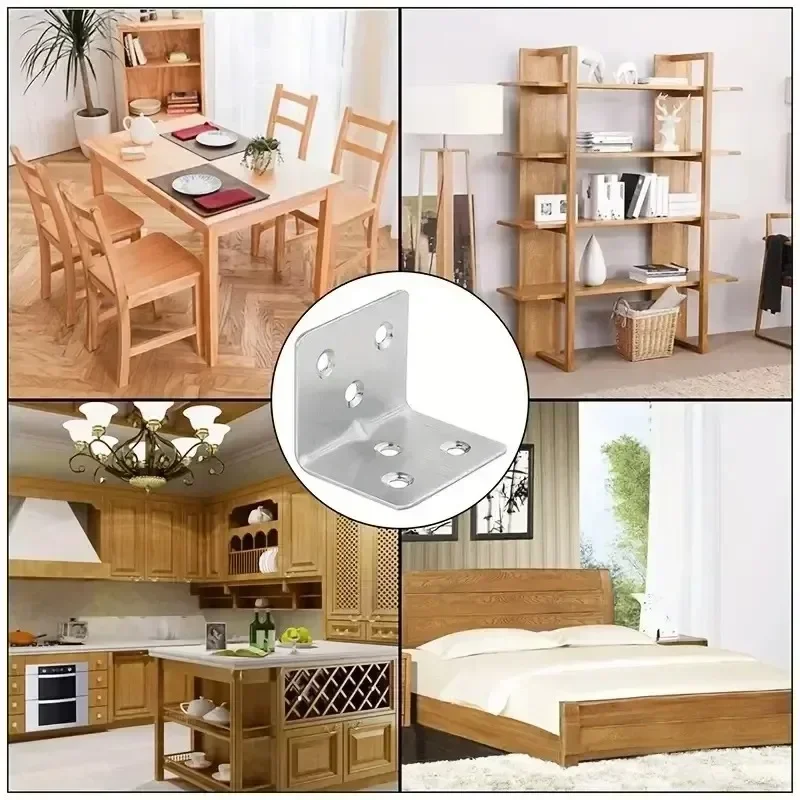 Angle Bracket 50/10PCS Universal Stainless Steel 90 Degree Right Angle Fixed Wood Furniture Bedframe Cabinet Accessorie