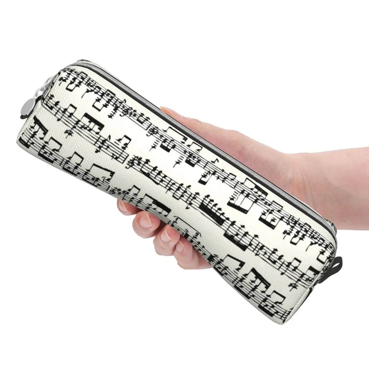 Sheet Music On Ivory Pencil Case Lovely Musical Notes Pen Box Bags Student Large Storage Students School Gifts Pencil Box