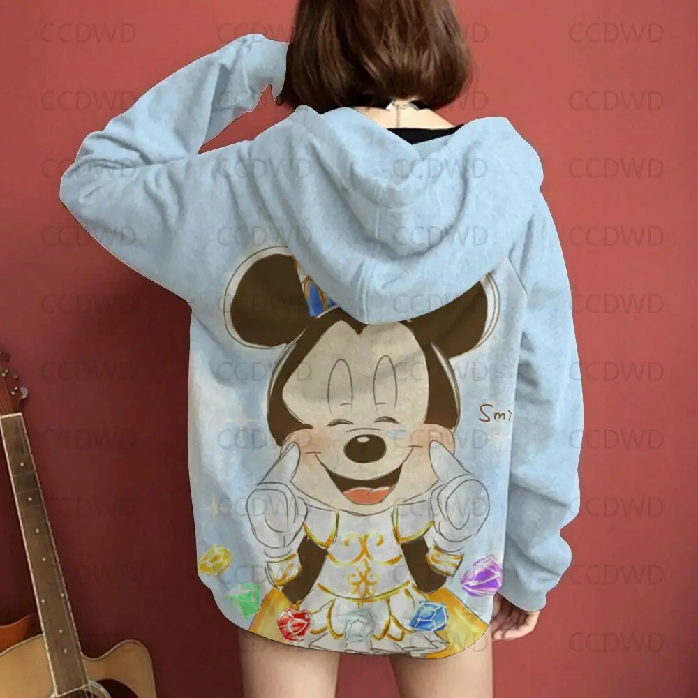 

Long Sleeve Top Fashion Hoodie Disney Female Clothing Children's Hoodies Women Minnie Mouse Hooded Sweatshirts Mickey Tops Y2k