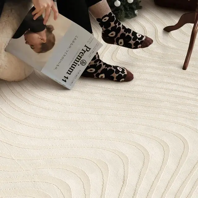 Cream Living Room Carpet Thickened Cashmere Floor Mats 3X4m Large Area Rugs High Quality 3D Stereoscopic Design Room Decoration 2