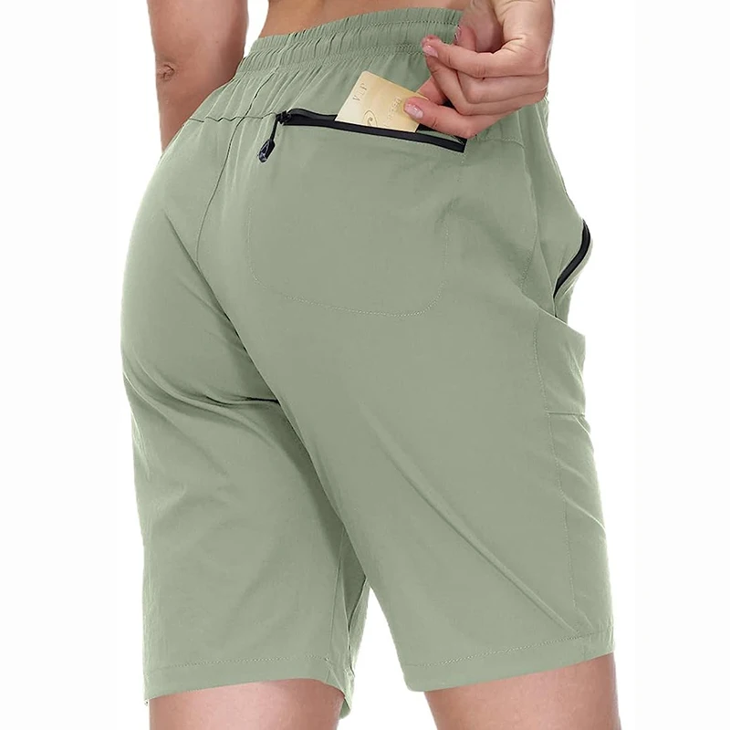 Women's hiking cargo shorts zipper multi-pocket quick dry waterproof summer camping golf travel athletic walk shorts