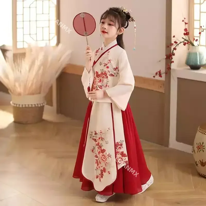 Chinese Japanese and Korean Children's Christmas Dress Girls' Kimono Chinese Traditional Vintage Ethnic Ancient Dance Costume dance dress chinese traditional costumes