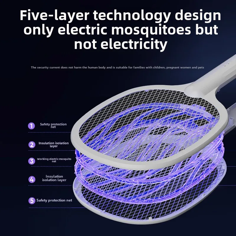 2 in 1 Household 180 Rotate Folding USB Rechargeable Electric Fly Bug Insect Mosquito Swatter Racket Killer Lamps with UV Light