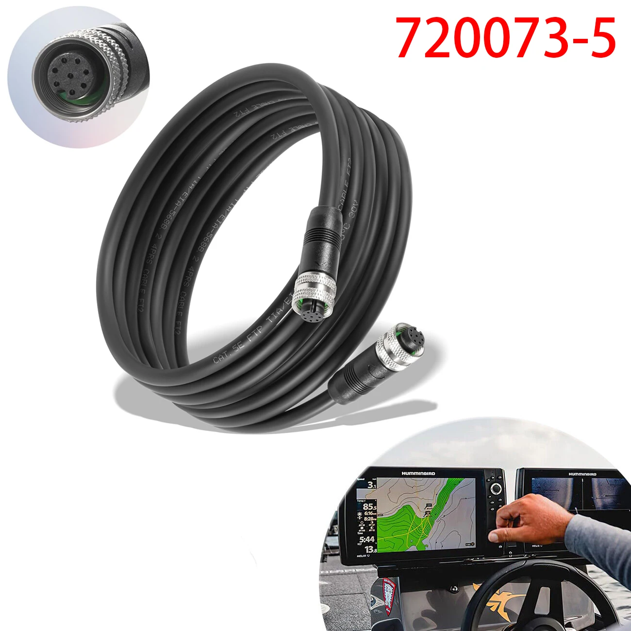 

Humminbird 720073-5 15 Foot Boat Ethernet Cable AS EC 15E 15ft Ethernet Cord Fit for Helix 15 12 10 9 8 7 and 1100 900 800 700
