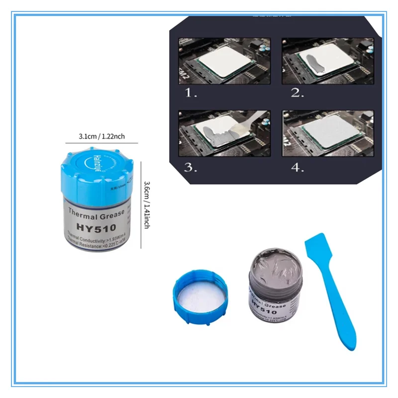 HY510 10g 회색 써멀 페이스트 3.0W/m·K 프로급 CPU/GPU/칩셋 및 LED 노트북 쿨링용 |   스크레이퍼 포함 |   RoHS