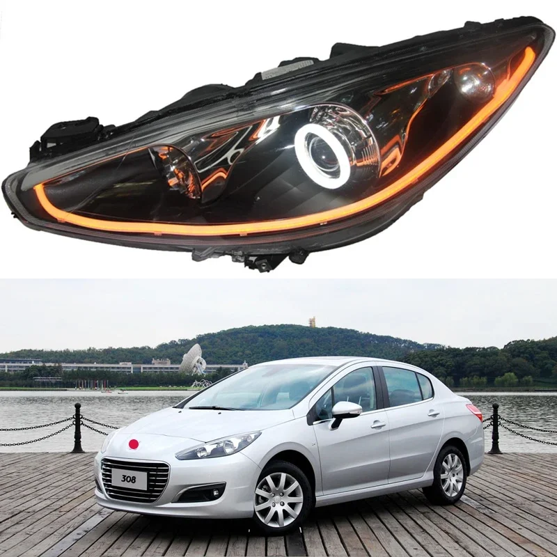 

For 12-14 Peugeot 308 Car light assembly modified sea 5 bi-optical lens xenon bi-color running water LED daytime running lights