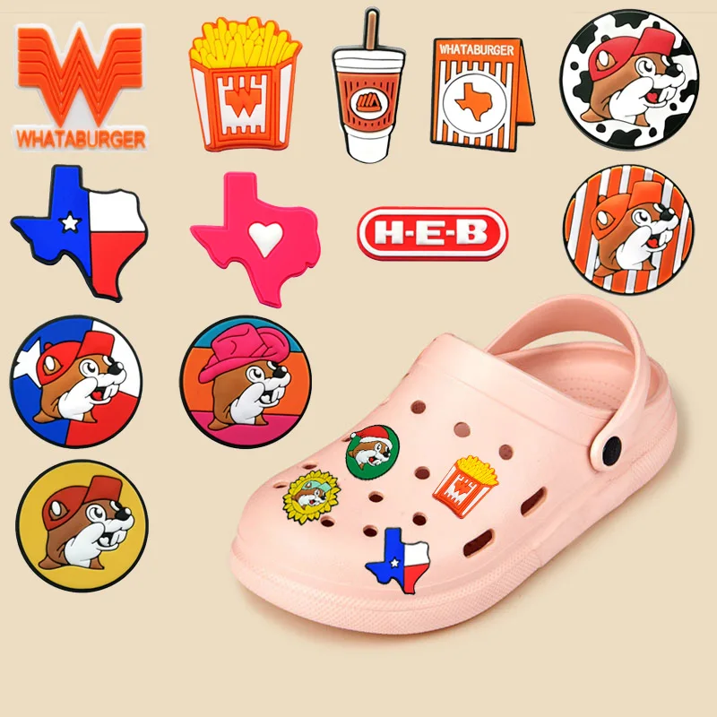 1pcs Texas PVC Shoe Charms Fast Food Decorations for Clog Burger Shoe Charms Sandal Accessories