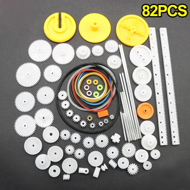 82PCS/Set Plastic Gear Package Kit DIY Gear Assortment Accessories Set for Toy Car Robot Motor Various Gears Axle Belt Bushings image 1