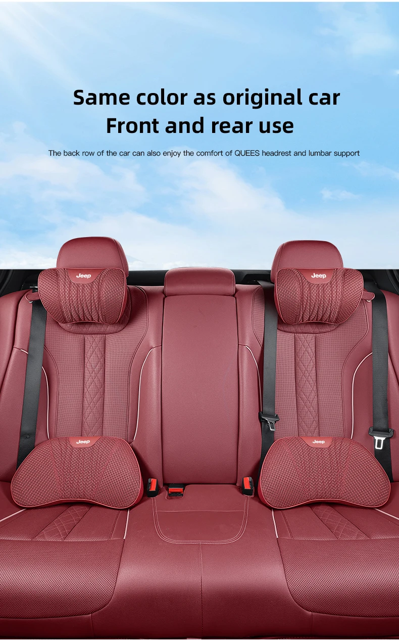 Autositz-Nackenkissen, Kopfstütze, Lendenwirbelstütze, Kissen für Jeep Wrangler, Cherokee, Compass, Wagoneer, Gladiator, Avenger, Patriot – Detail 7