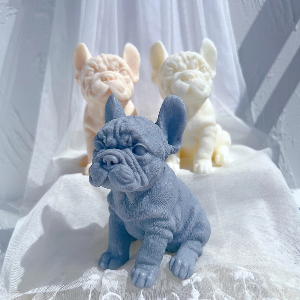 Francês Bulldog Silicone Vela Mold, 3D Cão Animal, Moldes de cera macia, Puppy Amantes Presente, Decoração para casa