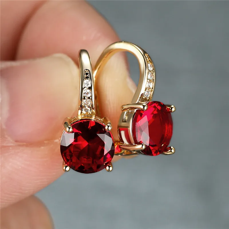 Dainty Gold Color Classic Round Zircon Clip Earrings Mystic Rainbow Crystal Stone Wedding Jewelry For Women