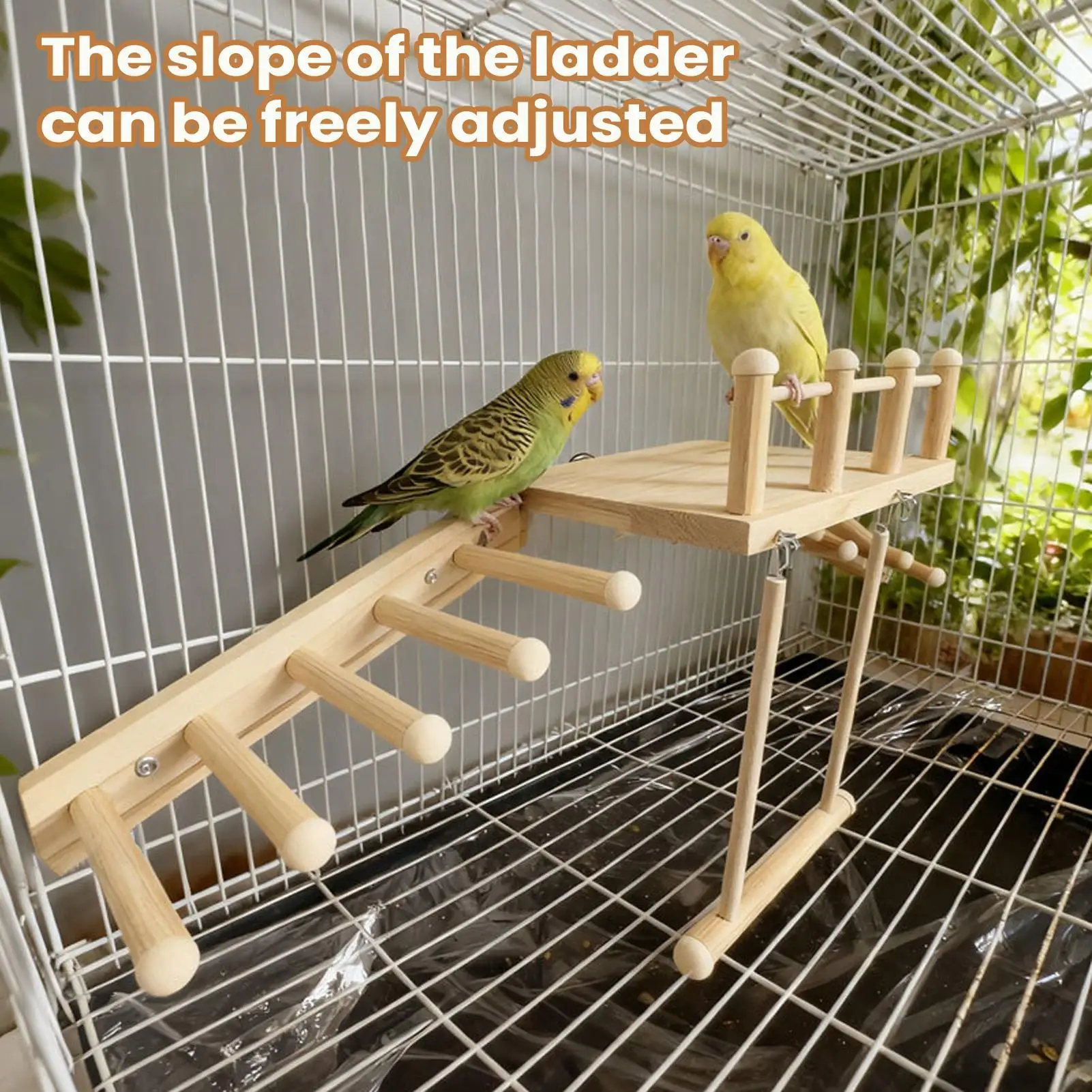 Bird Cage Perch Cage Accessories With Ladder Swing Natural Bird Perches For Boredom Prevention Mental Stimulation Parakeets