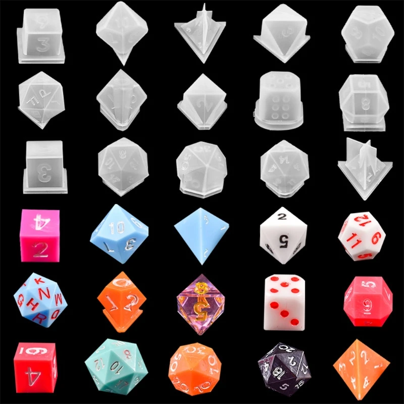 7 Shapes Dice Molds Silicone Hexagon Dice Box Mold Polyhedral Dice Mold  Storage Box Mold for Table Board Game Craft DIY - AliExpress