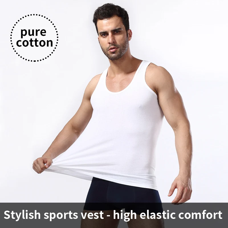 3/1 piece men’s pure cotton vest fitness training jacket Four seasons solid color tight sleeveless T-shirt teenagers casual Joke BEST SELLERS