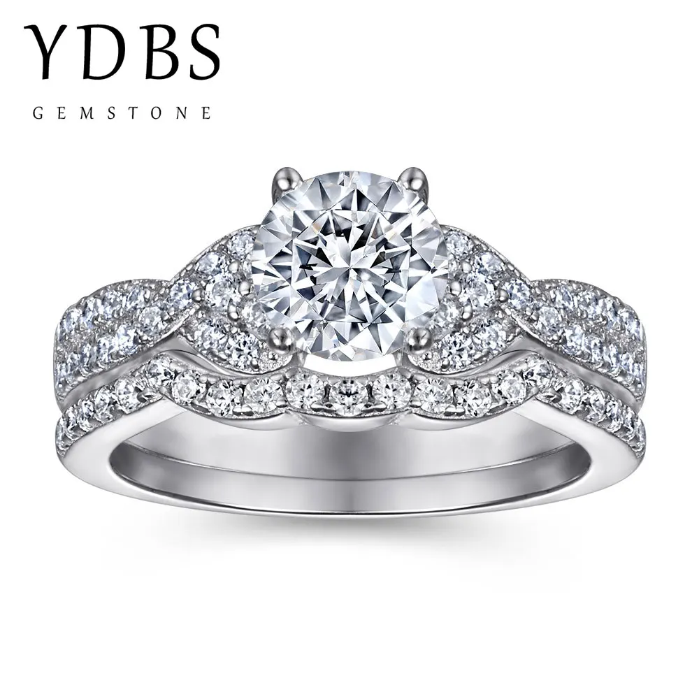 

Набор колец с бриллиантом 1,2 карат бриллиант муассанит обручальное кольцо с ореолом Настоящее Белое золото 18 карат тестер бриллиантов Искрящийся