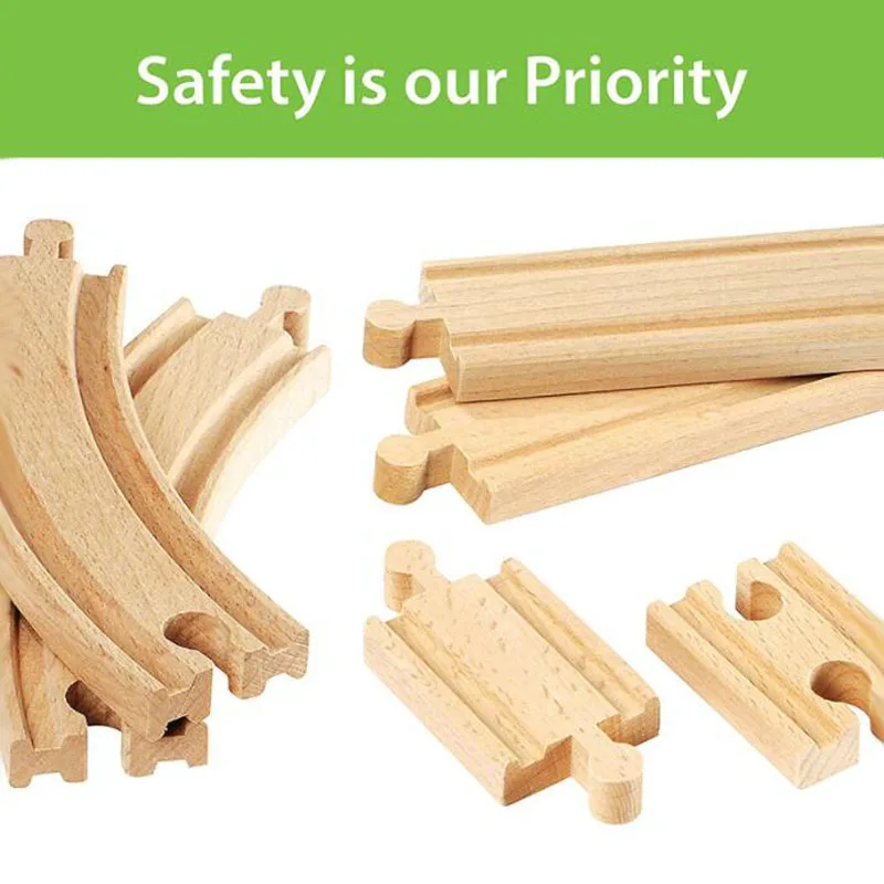 New Wooden Train Track Beech Wooden Train Railway Tracks Accessories Fit for Biro Wood Tracks Educational Toys for Kids Gi 5