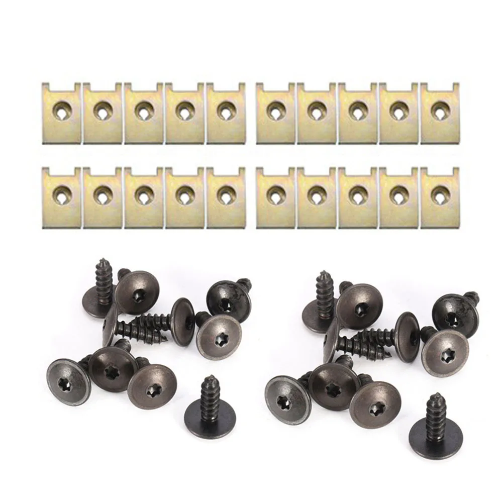 

Auto Fastener Clips Screws & Clips 20PCS Bolt-On Hook And Loop Fastener Metal N90974701 Auto Car Practical None