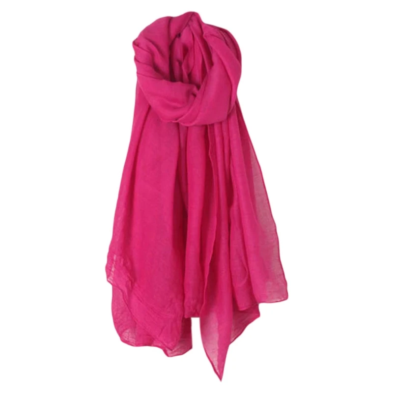Sciarpa a testa musulmana tinta unita sciarpa lunga sciarpa avvolgente sciarpa in cotone per donna moda cane sciarpa e cappello (B, taglia unica