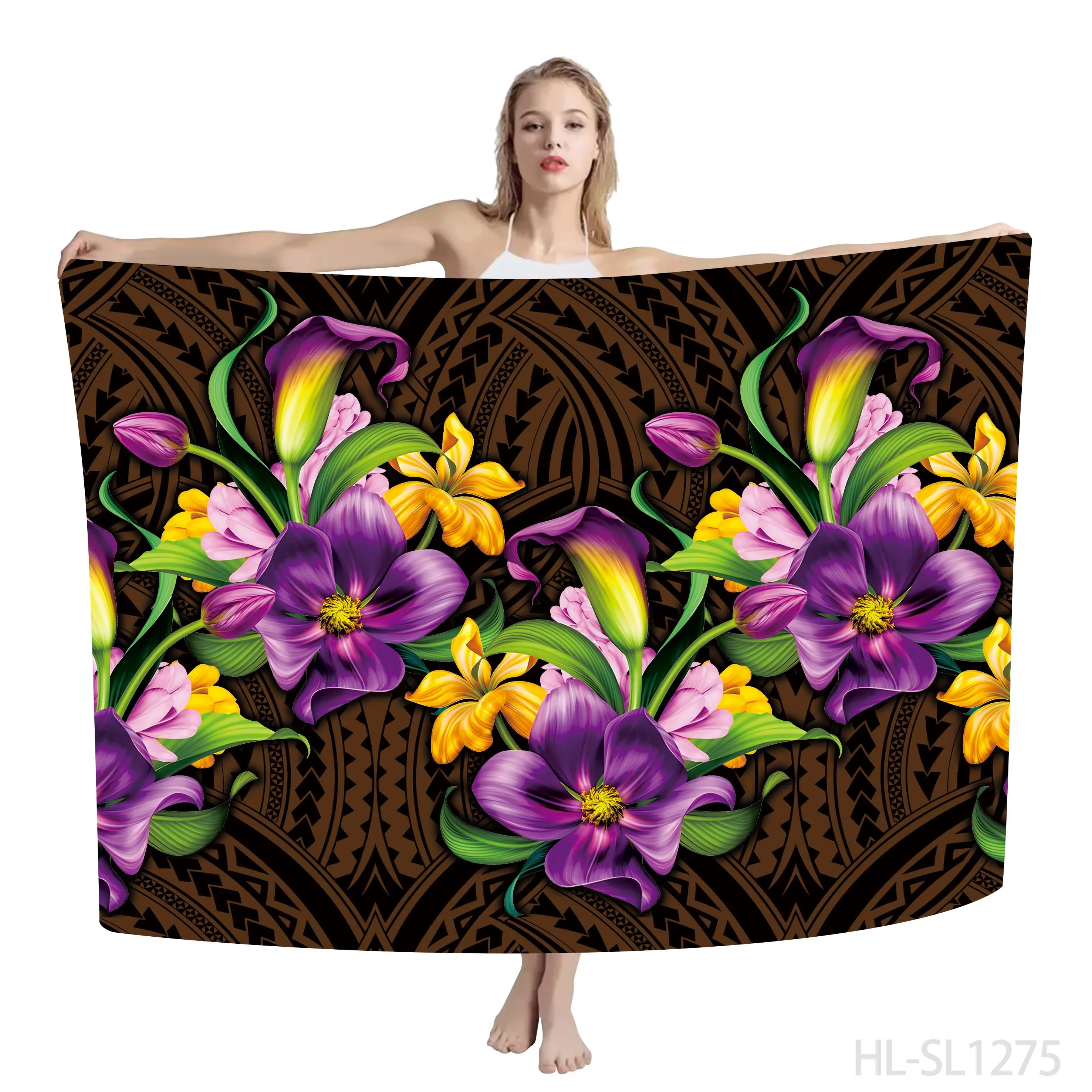 New Summer Hawaiian Beach Lavalava Sarong Floral Print Multi Wear Swimsuit Wrap Large Size Island Sarong Cover Up For Women