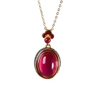 Pendentif nuages de bon augure en émail Vintage, cornaline naturelle, colliers ovales rouges, luxe léger et exquis, chaîne de clavicule, bijoux 6