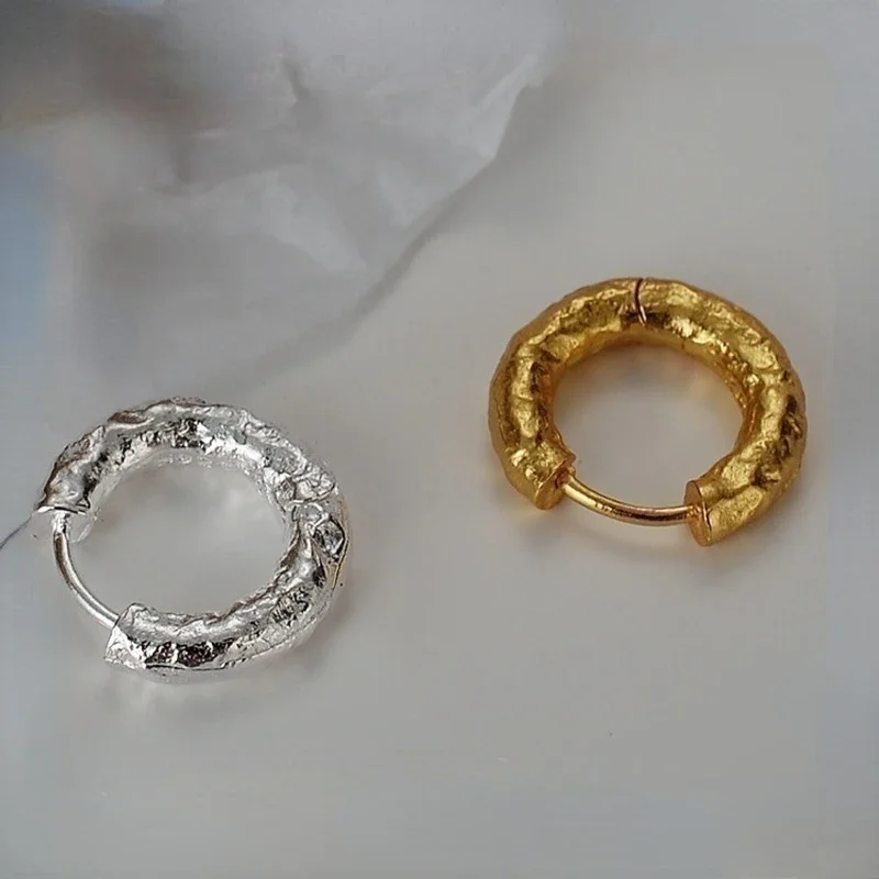 

Модные серьги-кольца серебряного цвета с текстурой морщин для женщин простой дизайн ювелирные изделия искусственная Невеста Свадебный причудливый подарок INS