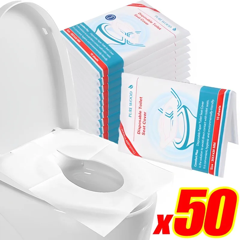 

8-50PCS Disposable Toilet Seat Cover Mat Safety Travel Camping Bathroom Toilet Paper Pad Waterproof Seat Mat Bathroom Accessory